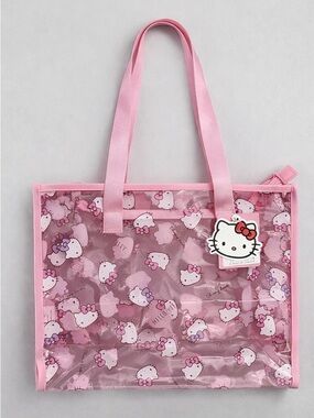 Hello Kitty Clear Tote Bag Pink Transparent Shopper Sanrio Kawaii Bag